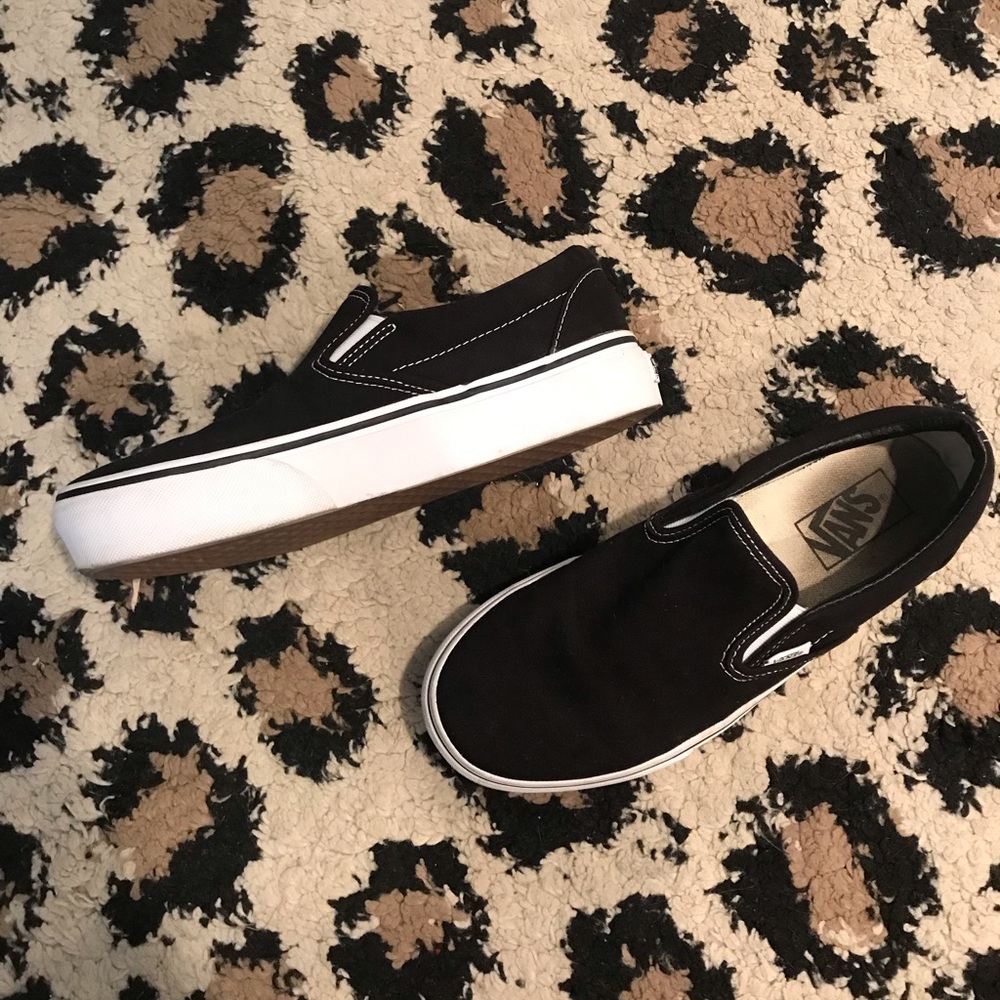 Black platform slip on vans size 8